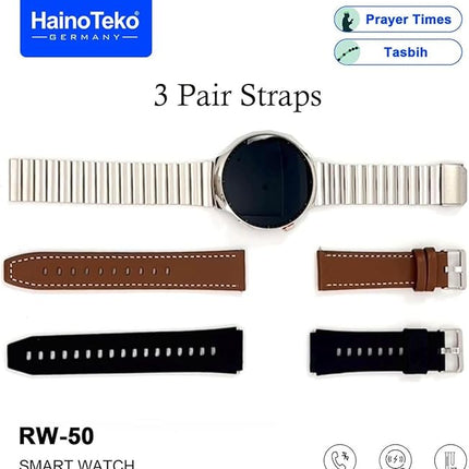 Haino Teko Germany RW50 Super Max Round Shape Curved Amoled Watch Silver