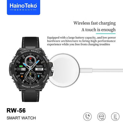 Haino Teko Germany RW 56 Round Shape AMOLED Display Smart Watch Black