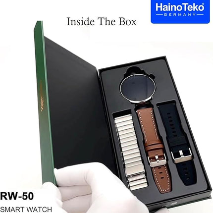 Haino Teko Germany RW50 Super Max Round Shape Curved Amoled Watch Silver