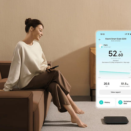 Xiaomi Smart Scale S200, Digital Bathroom Scale with Bluetooth, 150kg Capacity, Dark Grey