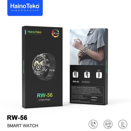 Haino Teko Germany RW 56 Round Shape AMOLED Display Smart Watch Black