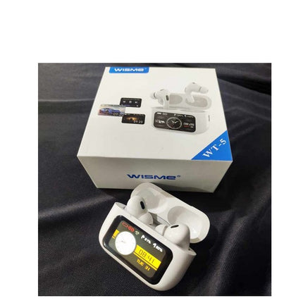 Wisme WT5 Earbuds featuring touch-sensitive controls, wireless Bluetooth technology, and a sleek AirPods-style design