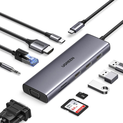 UGREEN Revodok  10 in 1 USB C Hub 4K  HDMI and FHD VGA Dual Video
