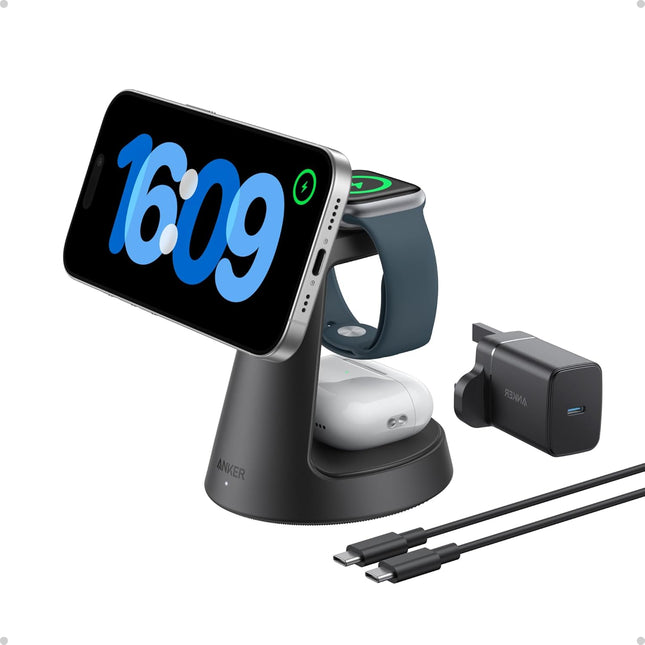 Anker MagGo Magnetic Wireless Charger (Dock Stand), 3-in-1 Qi2
