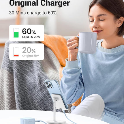 UGREEN iPhone 16 Pro Charger Fast PD 20W USB C Wall Charger Fast Charging Type C .Light Blue