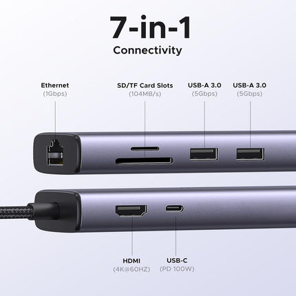 UGREEN Revodok USB C Hub 7 in 1 with [Ethernet and Card Reader]