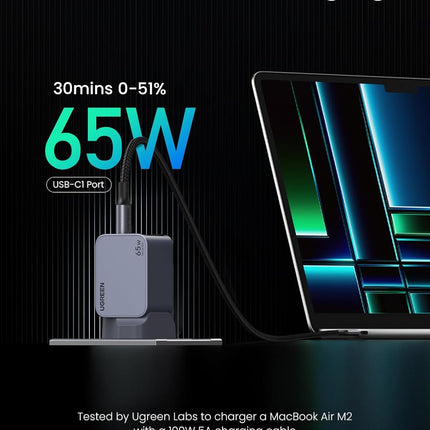 UGREEN Nexode Pro 3-Port 65W USB C Charger, Type-C