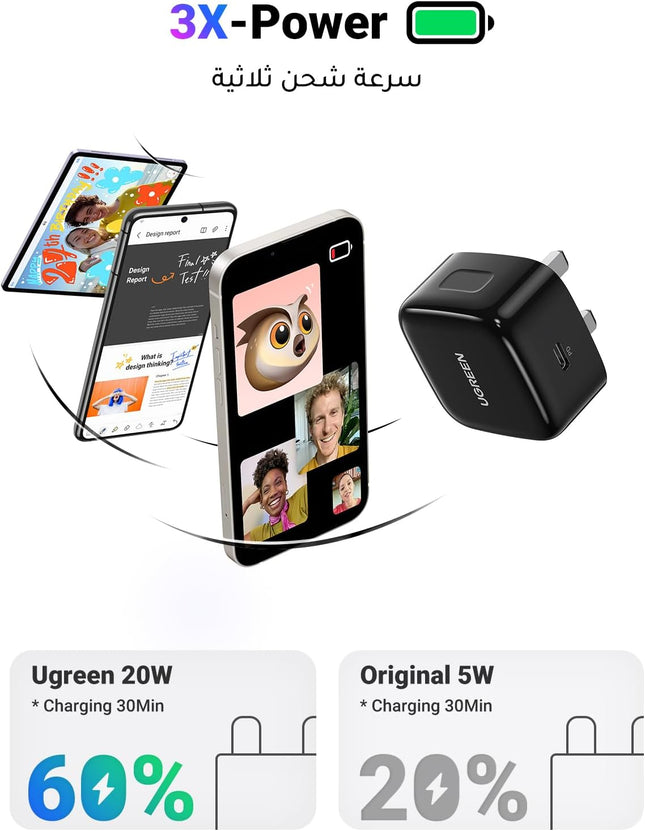 UGREEN iPhone 16 Pro Charger Fast PD 20W USB C Wall Charger Fast Charging Type C  Black