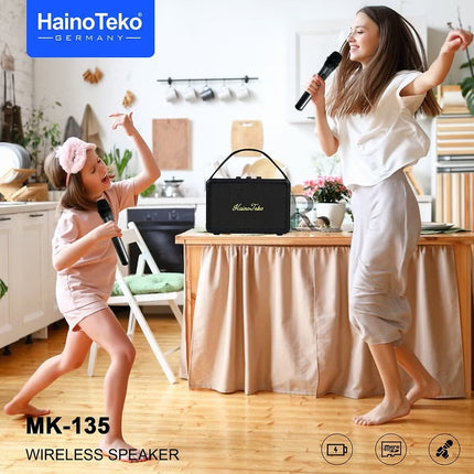 Haino Teko MK-135 Portable Wireless Speaker with Dual Microphones for Indoor and Outdoor