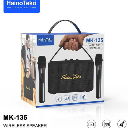 Haino Teko MK-135 Portable Wireless Speaker with Dual Microphones for Indoor and Outdoor