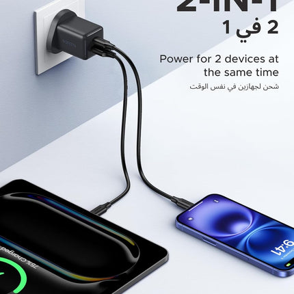 UGREEN 20W iPhone 16 Pro Charger, 2 Ports GaN Fast iPhone Charger Type C (1 USB C+1 USB A Ports)