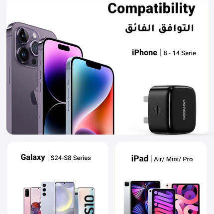 UGREEN iPhone 16 Pro Charger Fast PD 20W USB C Wall Charger Fast Charging Type C  Black