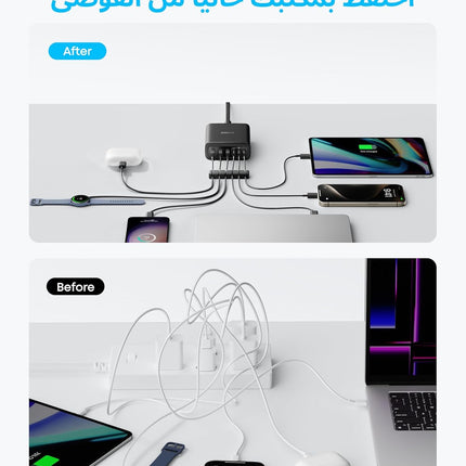 Anker USB C Charger, 6 Port Charging Station with 112W Power