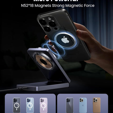 UGREEN MagFlow Wireless Charger 15W, 2 in 1 Magnetic Charging