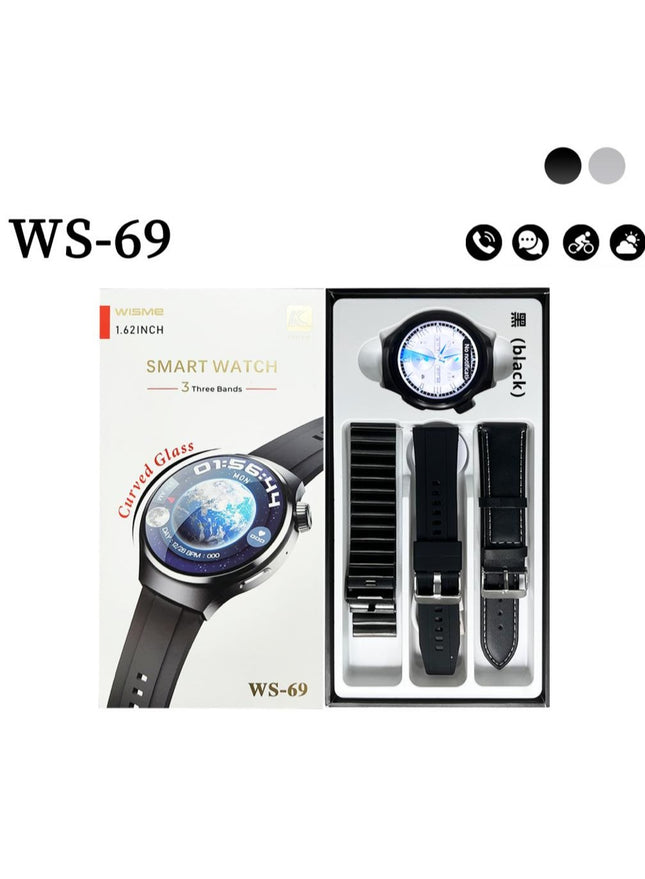 Ferefit WS-69 Smartwatch (Black) with 1.28" Full Touchscreen
